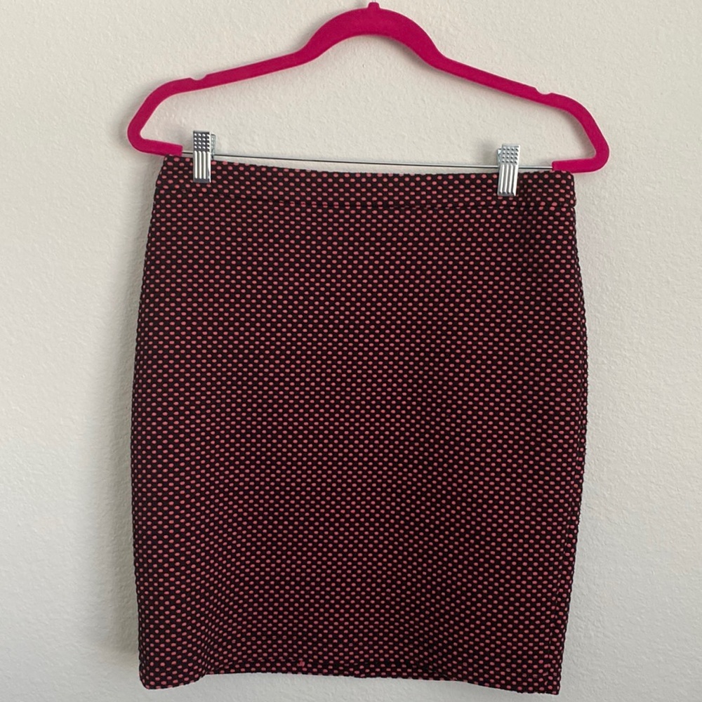 Ann Taylor Loft Womens Black & Pink Polka Dot Casual Stretch Knit Retro Skirt 4